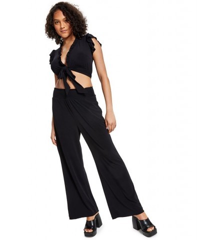 Petite Wide-Leg Knit Crepe Pants Deep Black $25.14 Pants