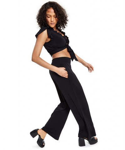 Petite Wide-Leg Knit Crepe Pants Deep Black $25.14 Pants