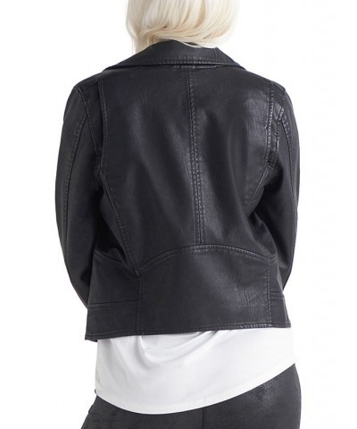 Women's Faux-Leather Moto Jacket Black $38.15 Jackets