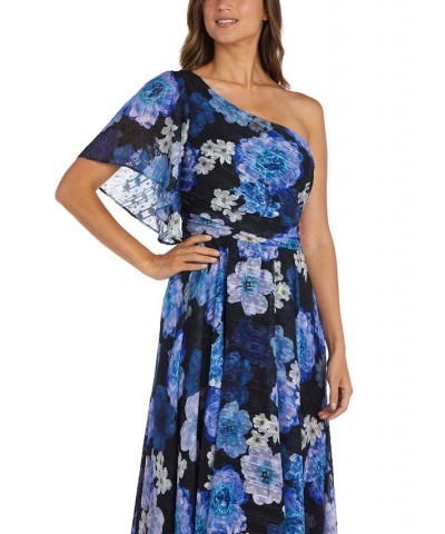 Women's One-Shoulder Handkerchief-Hem Dress Black/Royal Blue $65.56 Dresses