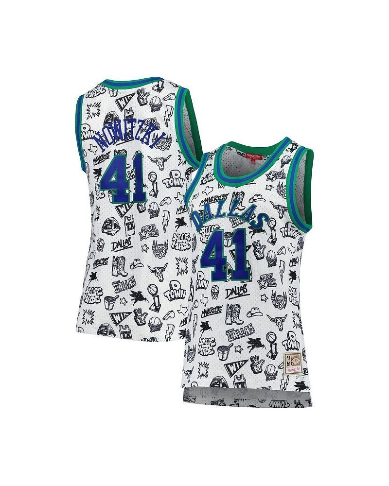 Women's Dirk Nowitzki White Dallas Mavericks 1998 Doodle Swingman Jersey White $47.25 Jersey