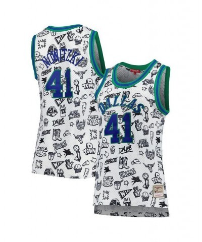 Women's Dirk Nowitzki White Dallas Mavericks 1998 Doodle Swingman Jersey White $47.25 Jersey