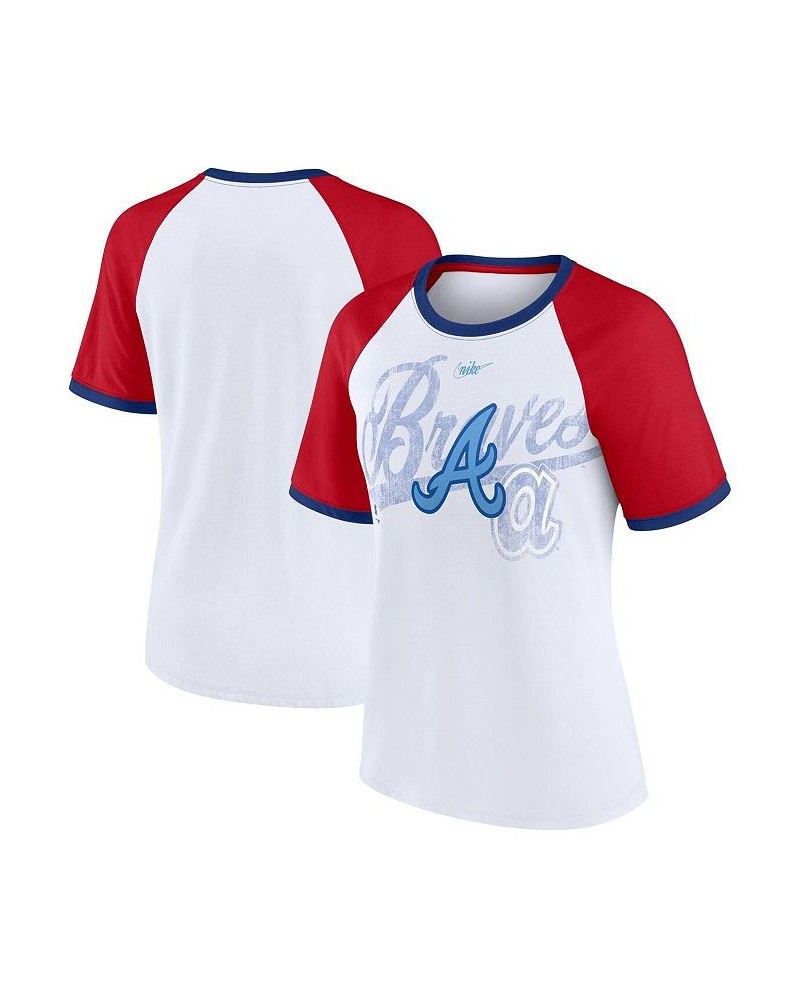 Women's White Atlanta Braves Rewind Color Remix Fashion Raglan T-shirt White $20.50 Tops