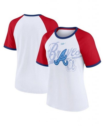 Women's White Atlanta Braves Rewind Color Remix Fashion Raglan T-shirt White $20.50 Tops