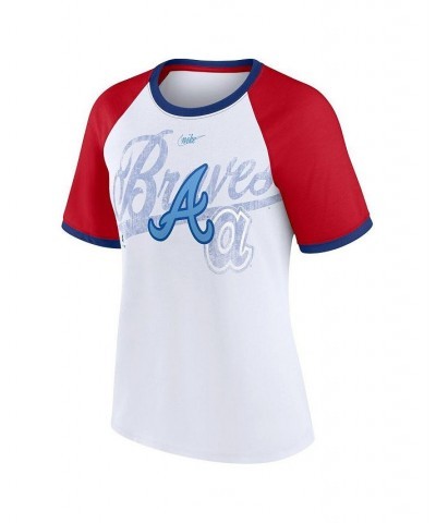 Women's White Atlanta Braves Rewind Color Remix Fashion Raglan T-shirt White $20.50 Tops