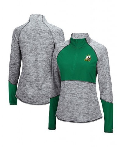 Women's Heathered Gray Green Oregon Ducks Color Block Space-Dye Raglan Quarter-Zip Top Heathered Gray, Green $32.90 Sweatshirts