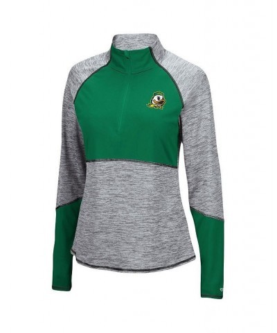 Women's Heathered Gray Green Oregon Ducks Color Block Space-Dye Raglan Quarter-Zip Top Heathered Gray, Green $32.90 Sweatshirts