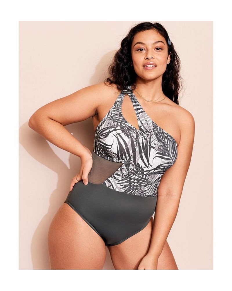 Alaine Women's Plus-Size Swimwear One-Piece Tropical gray $37.07 Swimsuits