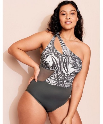 Alaine Women's Plus-Size Swimwear One-Piece Tropical gray $37.07 Swimsuits