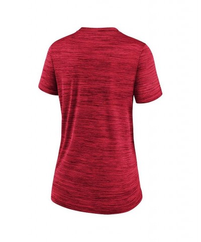 Women's Red Miami Marlins City Connect Velocity Space-Dye V-Neck T-shirt Red $24.74 Tops